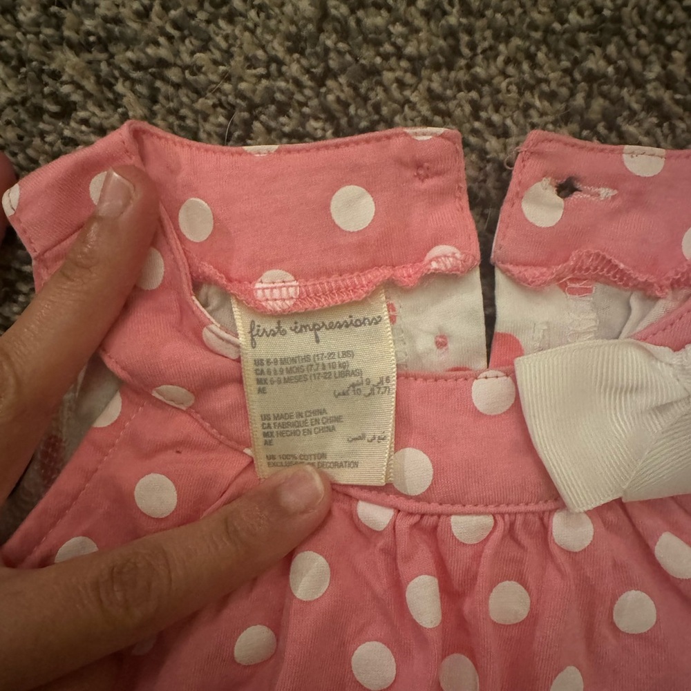 First Impressions Pink Polka Dot Dress